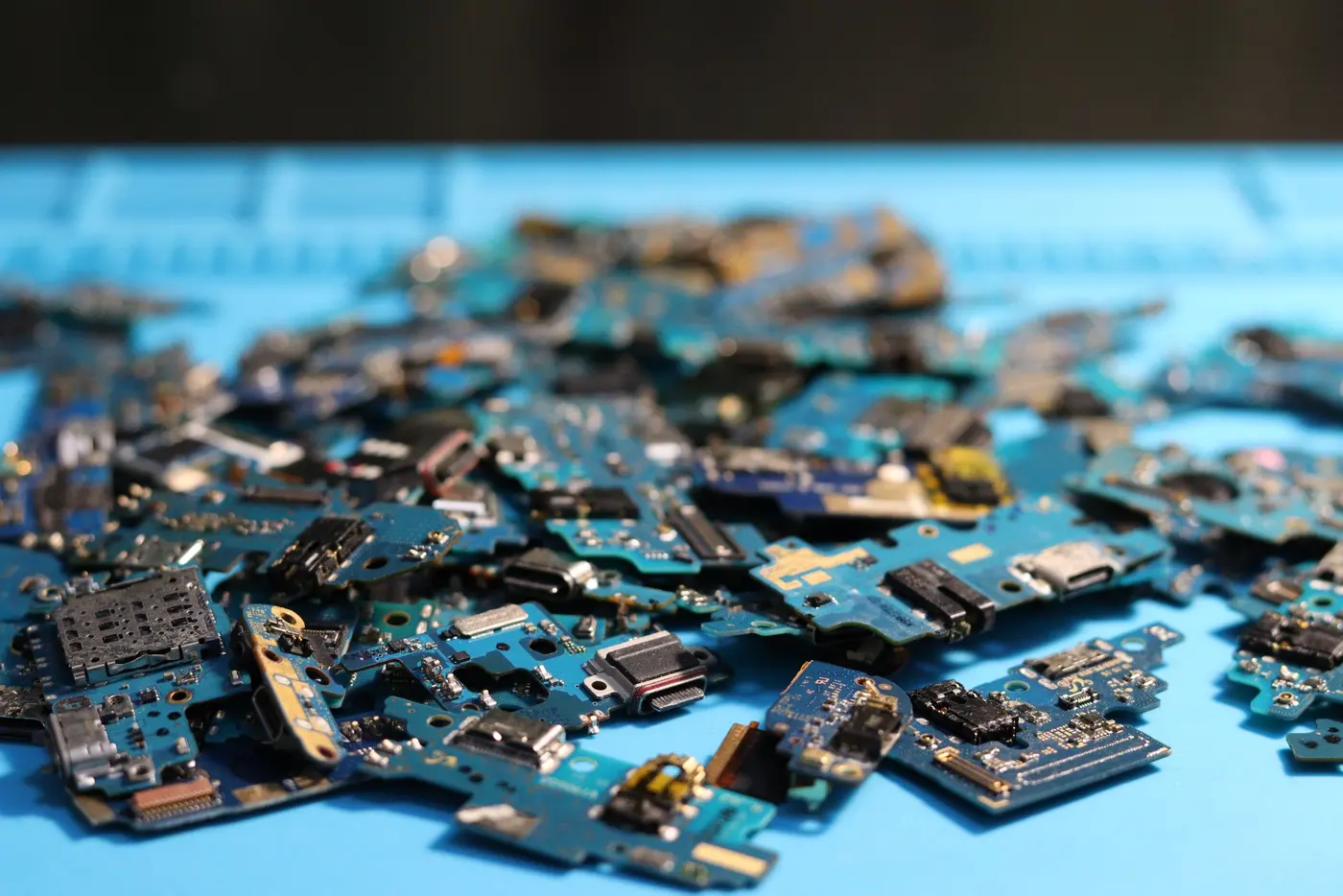 Stock photo: electronic circuit boards spread on a work surface