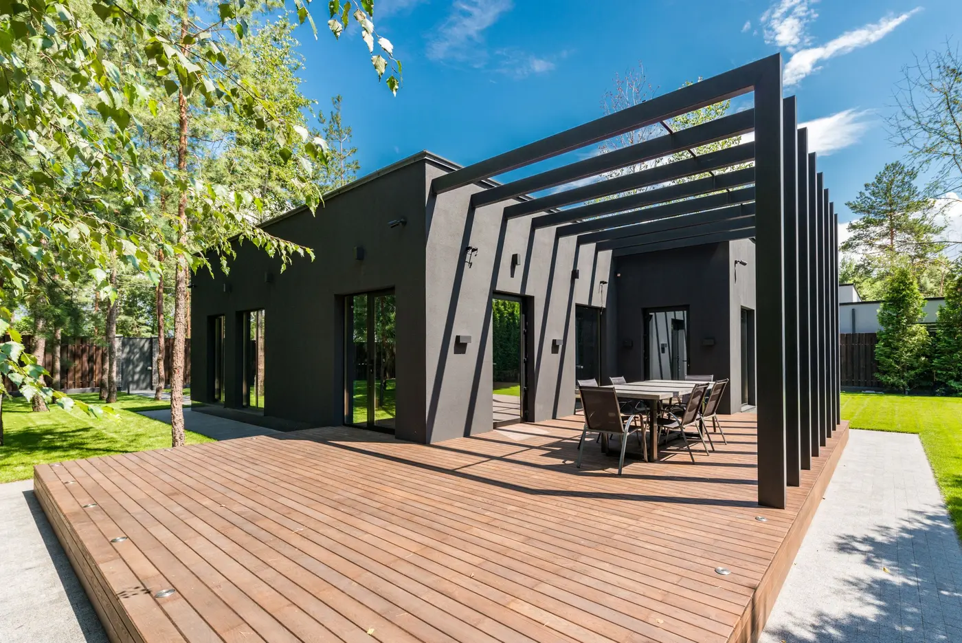 Stock photo: covered patio deck with outdoor furniture