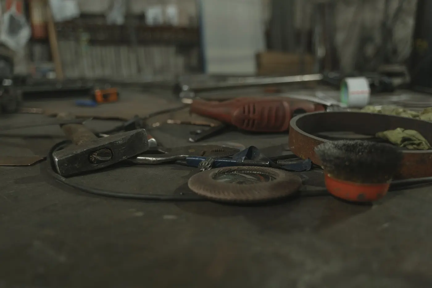 Stock photo: hand tools laid out on a workshop bench