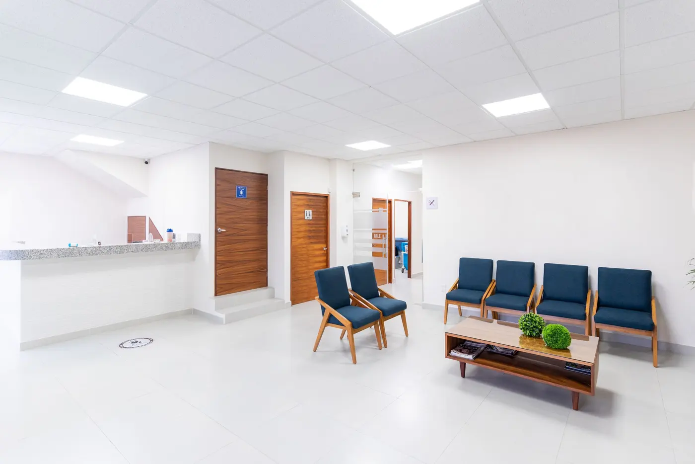 Stock photo: clean medical waiting room with rows of empty chairs